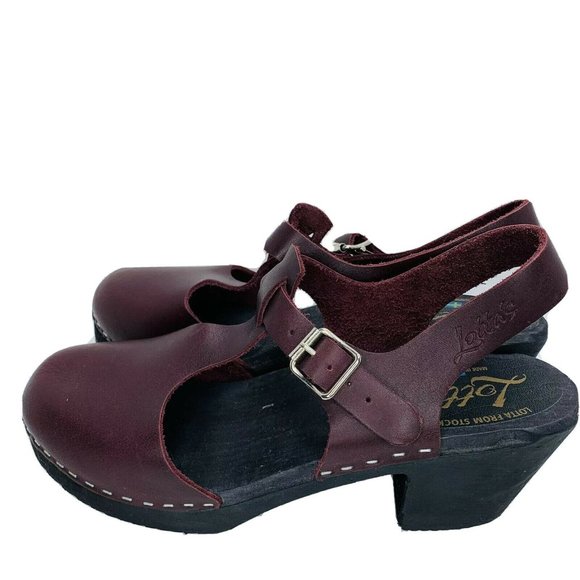 🛍️LOTTA'S Swedish Clogs Burgundy Highwood T-Bar size 41🛍️ - Picture 2 of 11